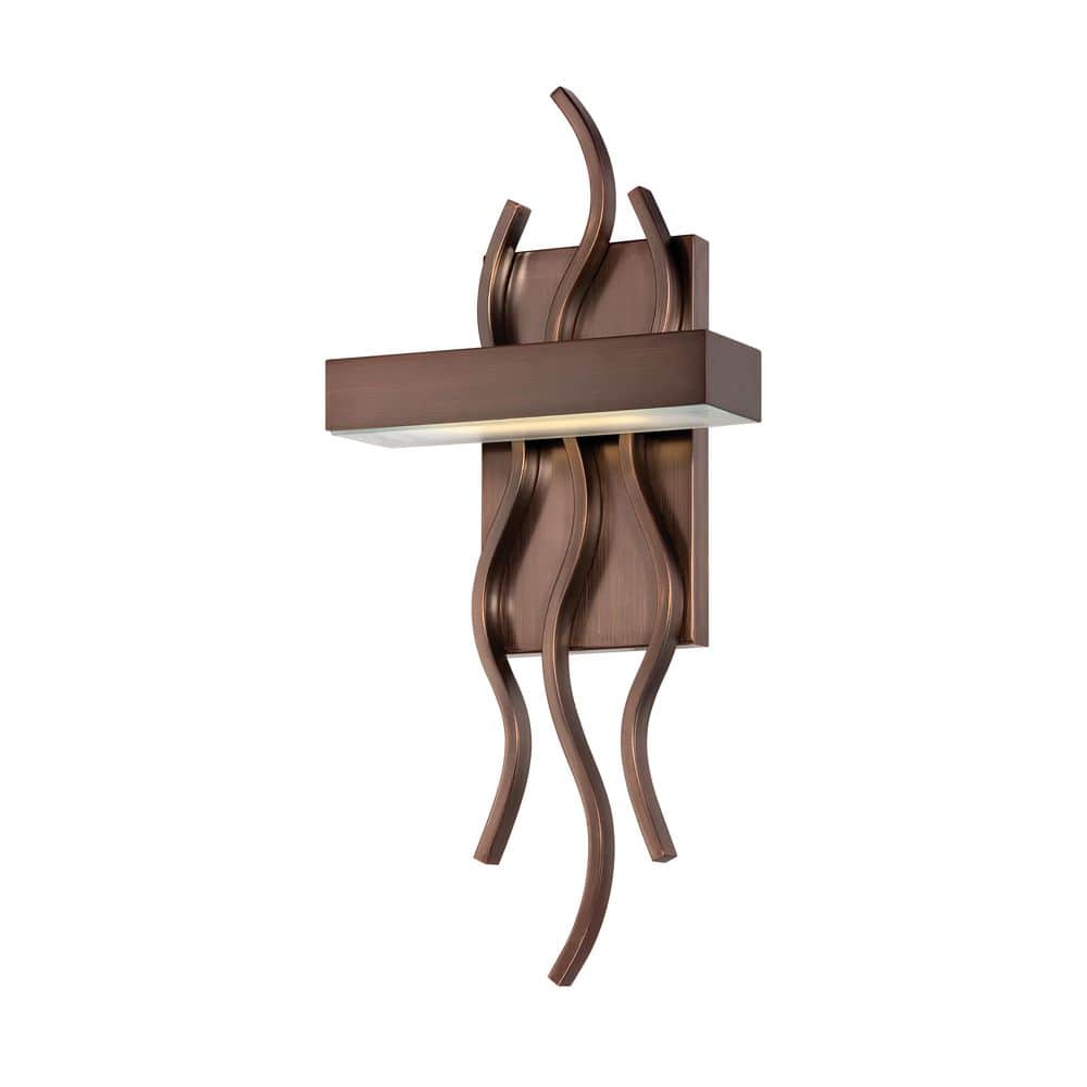 Wave Rectangular Direct Wired Bronze LED Sconce, 17 in