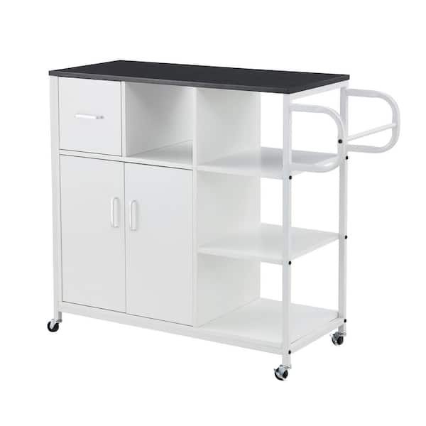 Costway Rolling Kitchen White Slim Storage Cart Mobile Shelving Organizer  with Handle JV10220WH - The Home Depot