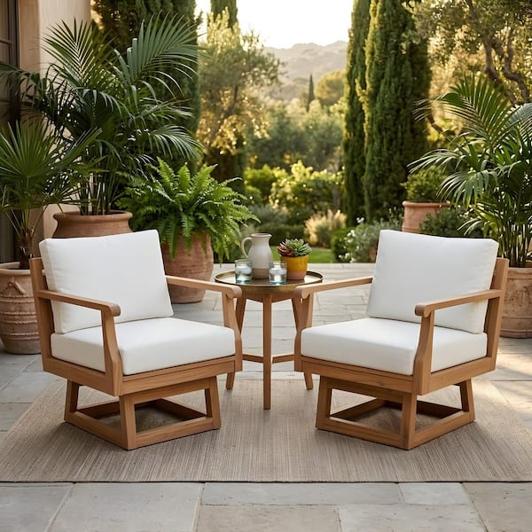 CHRISTOPHER KNIGHT HOME Xerxes Teak Finish Swivel Solid Wood Patio