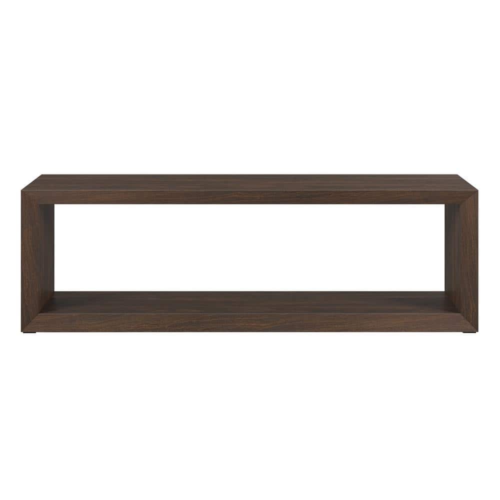 Alder Brown Rectangular MDF Coffee Table with Shelf