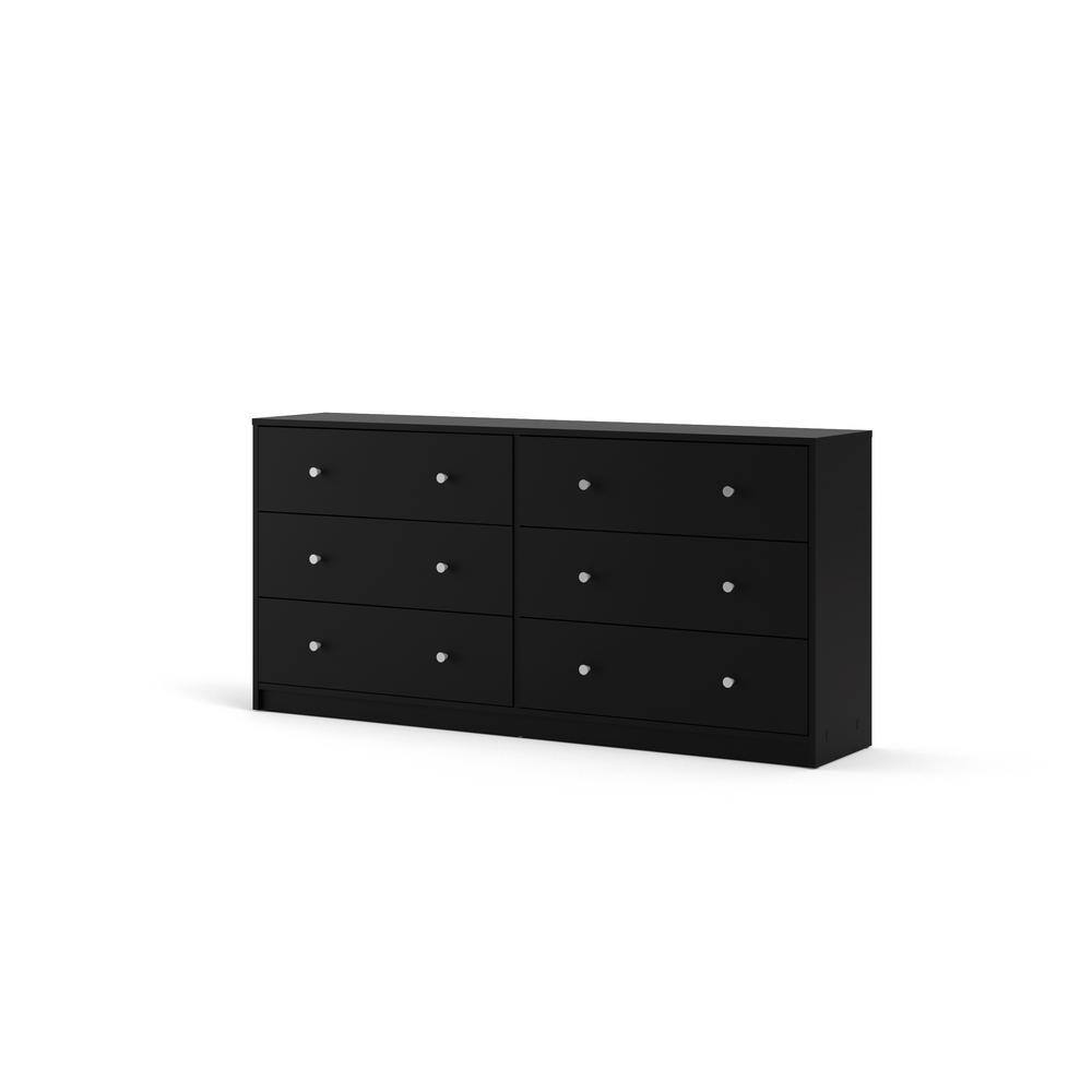 Tvilum Portland 6-Drawer Double Dresser in Black 26.89 in. H x 56.34 in ...