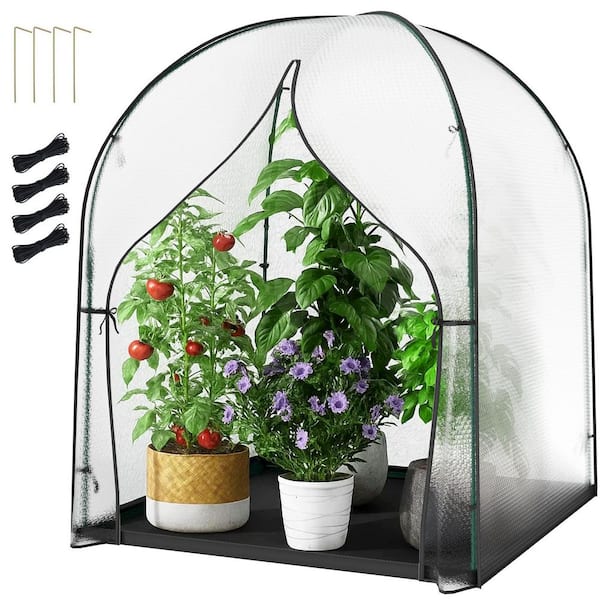 Portable Greenhouse for Outdoor 5 ft. x 5 ft. x 6.25 ft. White Greenhouse Tent with Bubble Film Cover and Zippered Door