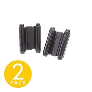 5 in. Black Double Acting Barrel Spring Squared Hinge with Non-Removable Pin - Set of 2