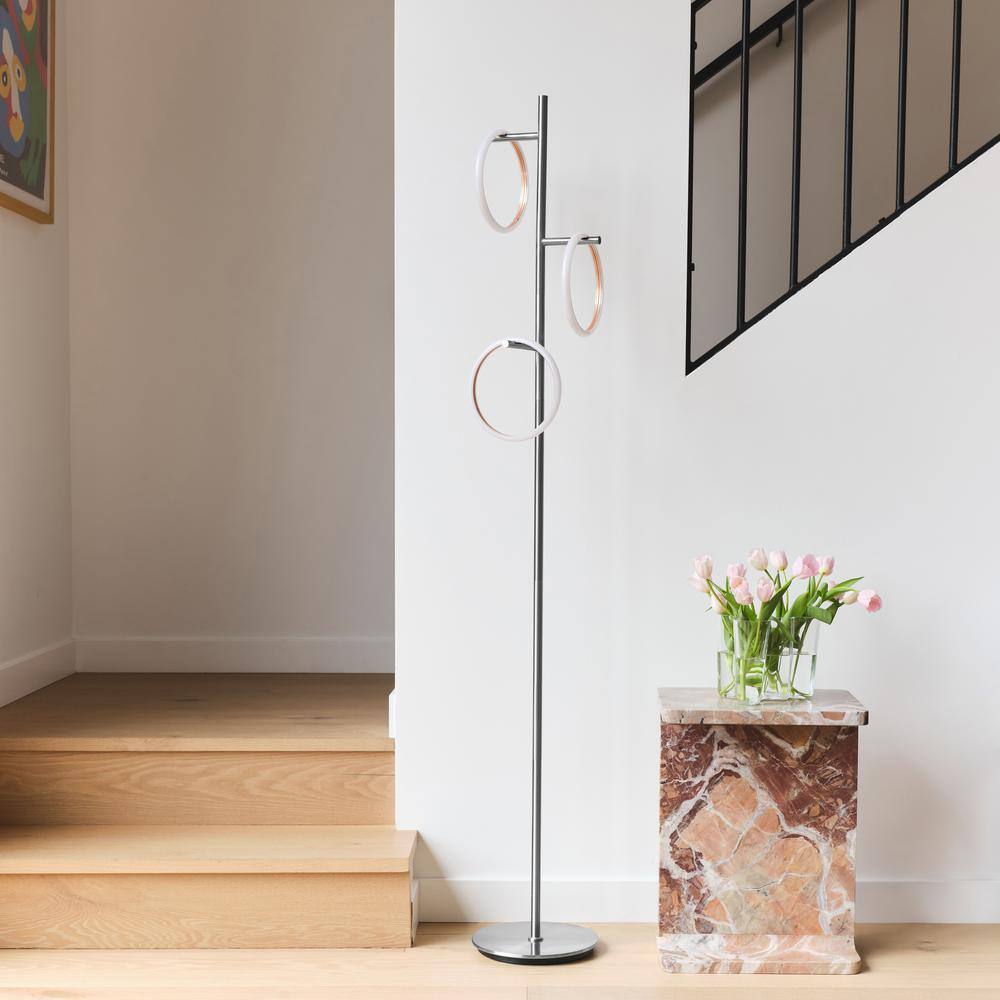 Saturn 66" Silver LED 3-Light Floor Lamp
