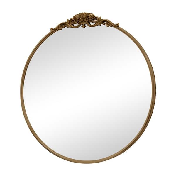 28 in. H x 28 in. W Round Frame Gold Antiqued Classic Accent Mirror Wall-Mounted Bathroom Vanity Mirror