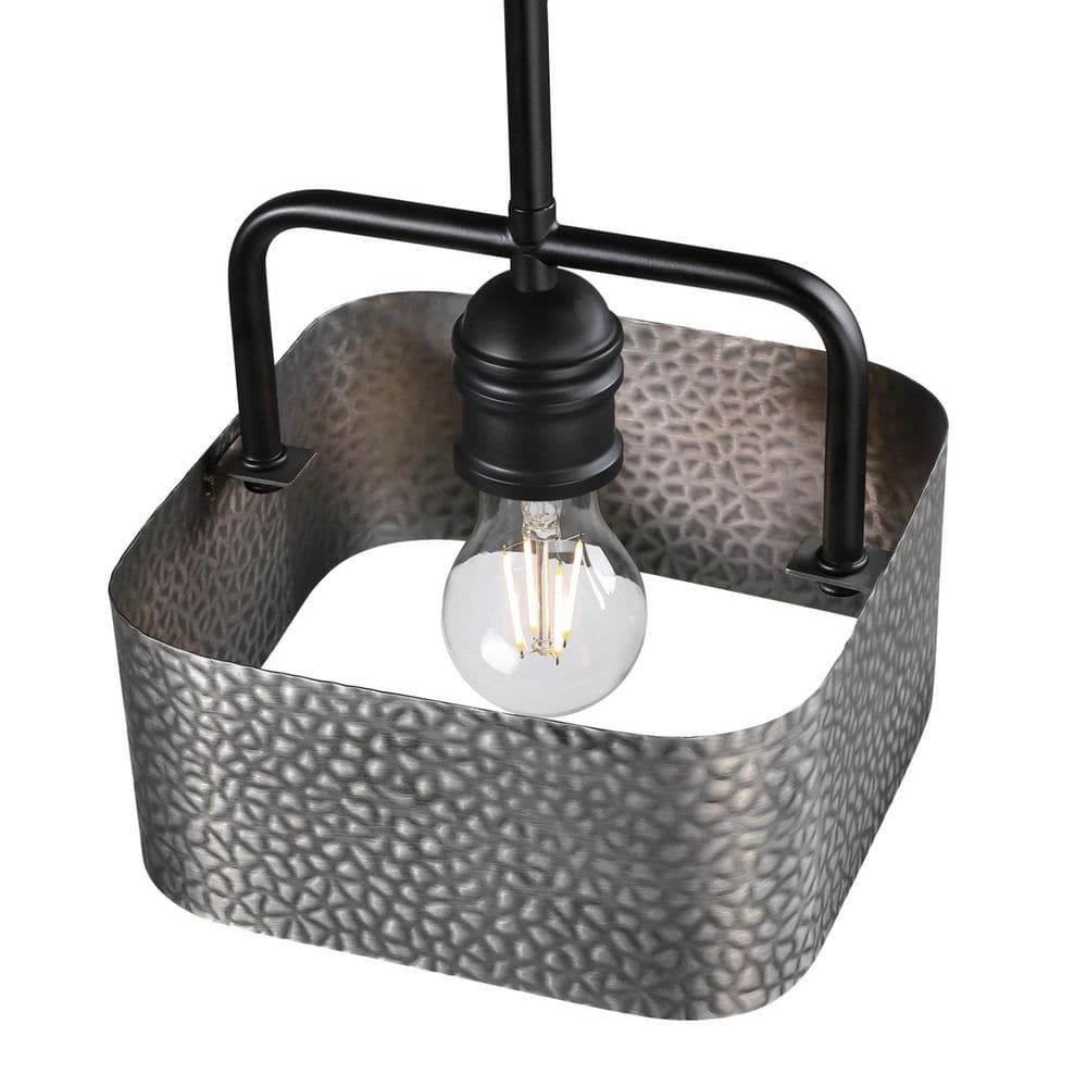 Bexar Matte Black and Dark Pewter 8" Geometric Mini Pendant Light