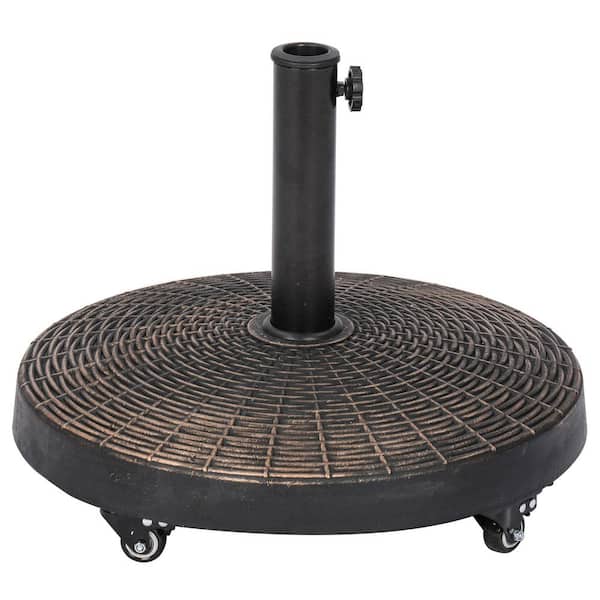 Island Umbrella 50 lbs. All-Weather Round Outdoor Resin Patio Umbrella Base with Wheels in Bronze