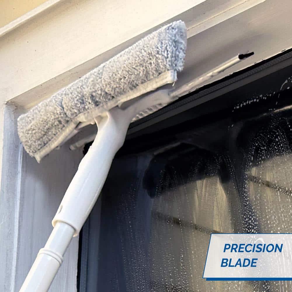 Blue Microfiber Window Cleaning Kit with Collapsible Pole and Bucket