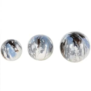 Blue Metal Swirl Orbs and Vase Filler with Brown and Cream Accents (3-Pack)