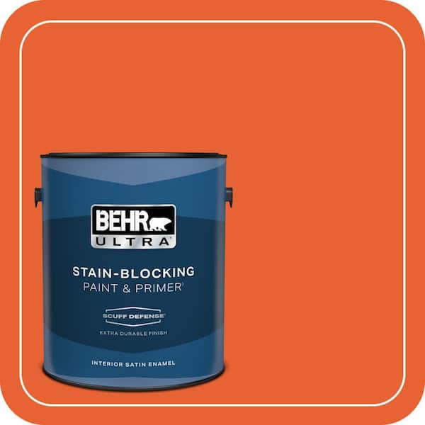 BEHR ULTRA 1 gal. #210B-7 Flame Extra Durable Satin Enamel Interior Paint & Primer