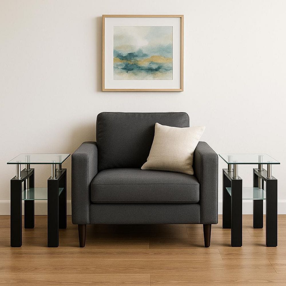 17.71 in. Clear Square Glass End Table