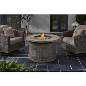 Avondale 39.96 in. x 25 in. Round Steel Propane Gas Gray Fire Pit