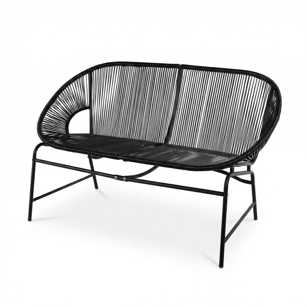 Outdoor Patio Wicker Loveseat Chair with Black Rattan and Iron Frame price history on PriceWatchPro