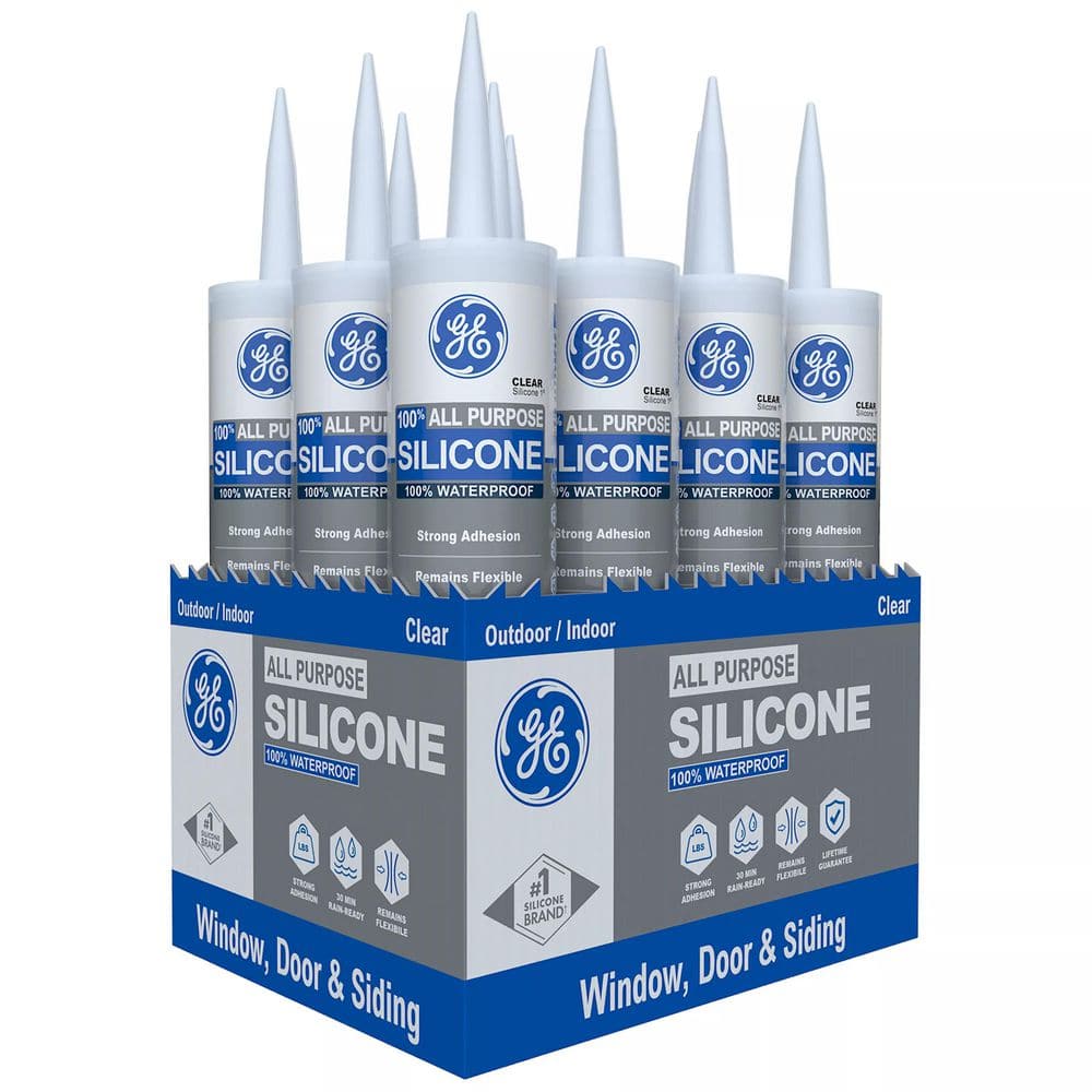 All Purpose Silicone 1 Caulk 10.1 oz Window and Door Sealant Clear (12-pack