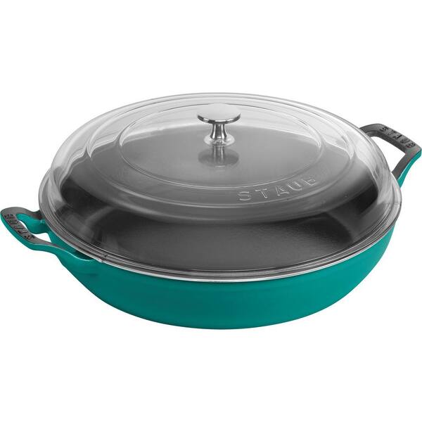 staub Cast Iron 3. 5 qt. Braiser with Glass Lid - Turquoise