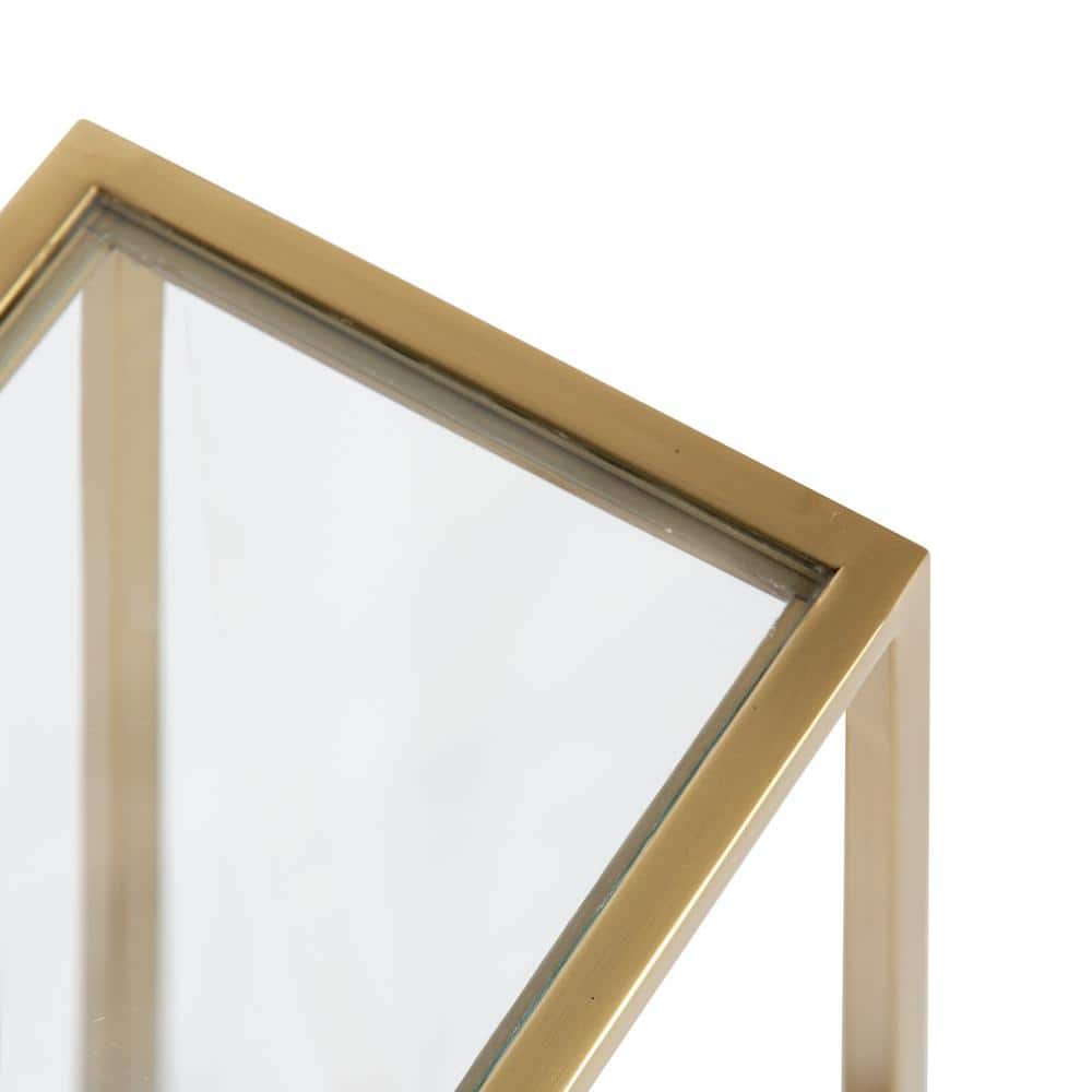 Jaspur Gold and Clear Square Metal and Glass Accent Table