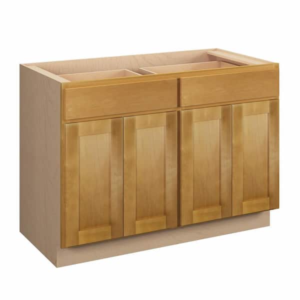 Kunal Kitchens Aberdeen Recessed 48 in. W x 34.5 in. H x 24 in. D in Caramel Plywood Assembled Base Cabinet