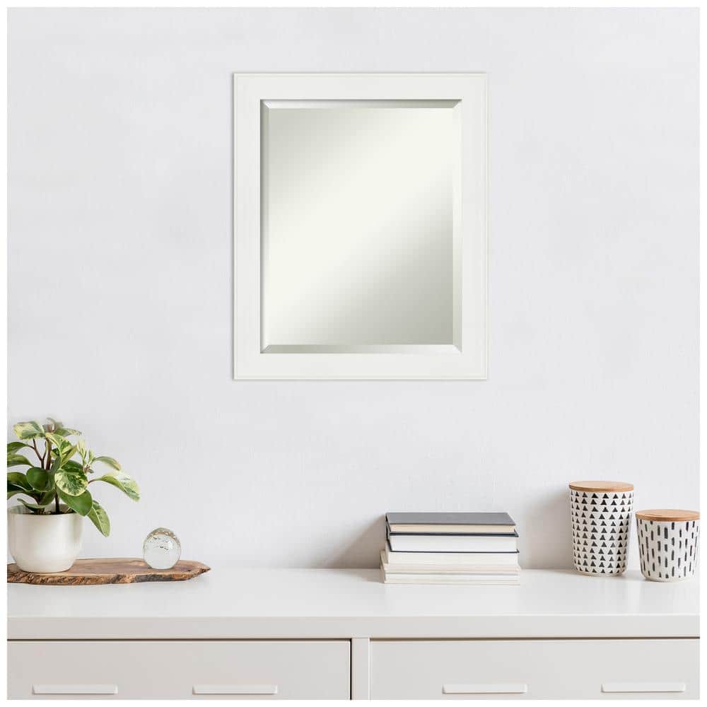 Vanity White Rectangular Framed Wall Mirror 19.38 x 23.38 Inches