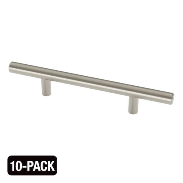 10-Pack Hollis 3-3/4 in. (96 mm) Modern Brushed Nickel Cabinet Bar Pulls