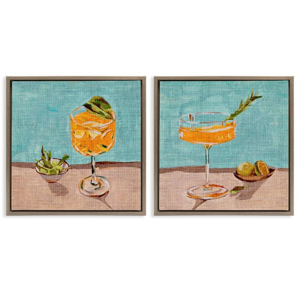 Orange Cocktail Still Lifes by Melissa Wang 2-Pieces Brown Floater Frame Food Graphic Art Print 25 in. x 25 in. price history on PriceWatchPro