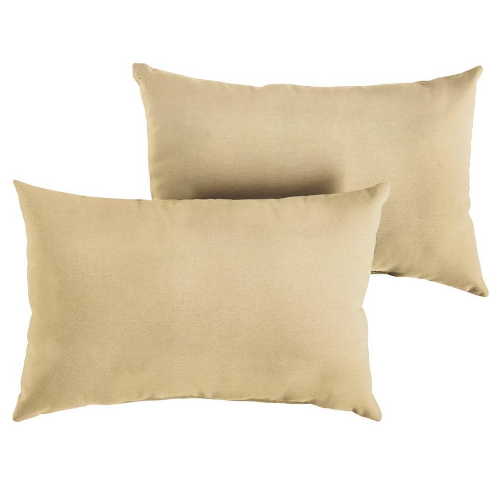 Sunbrella Canvas Beige Rectangular Outdoor Knife Edge Lumbar Pillows (2-Pac