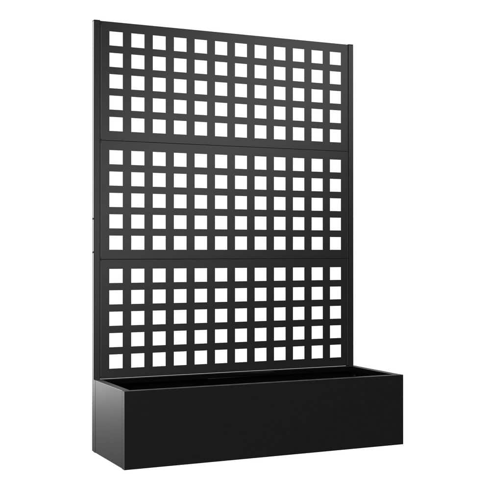 47 in.L x 16 in.W x 71 in.H Black Metal Raised Garden Planter Box with Trellis, Outdoor for Climbing Plants, Cucumbers price history on PriceWatchPro