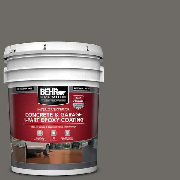 BEHR PREMIUM 5 gal. #PPU18-18 Mined Coal Self-Priming 1-Part Epoxy Satin Interior/Exterior Concrete and Garage Floor Paint