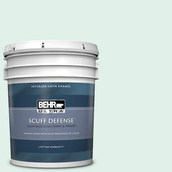 BEHR ULTRA 5 gal. #490C-1 Ice Cube Extra Durable Satin Enamel Interior Paint & Primer
