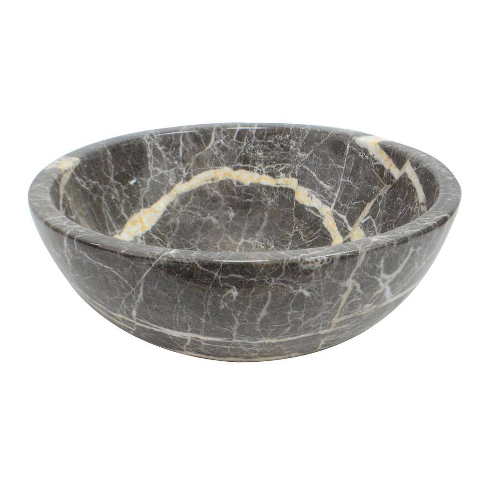 Onyx Marble Designs Round Marble Stone Vessel Sink in Antique Gray SNK