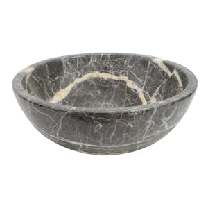 Round Marble Stone Vessel Sink in Antique Gray