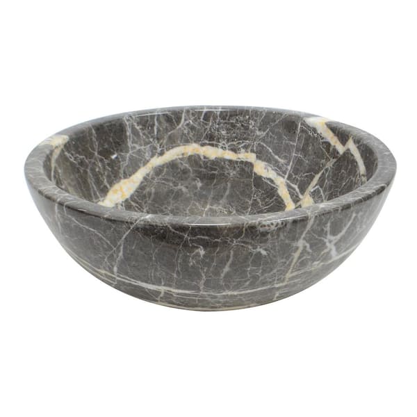 Onyx Marble Designs Round Marble Stone Vessel Sink in Antique Gray
