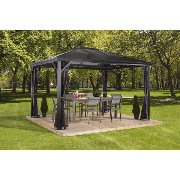 Sojag Verona 10 ft. x 12 ft. Charcoal Rustproof Aluminum Framed Gazebo ...