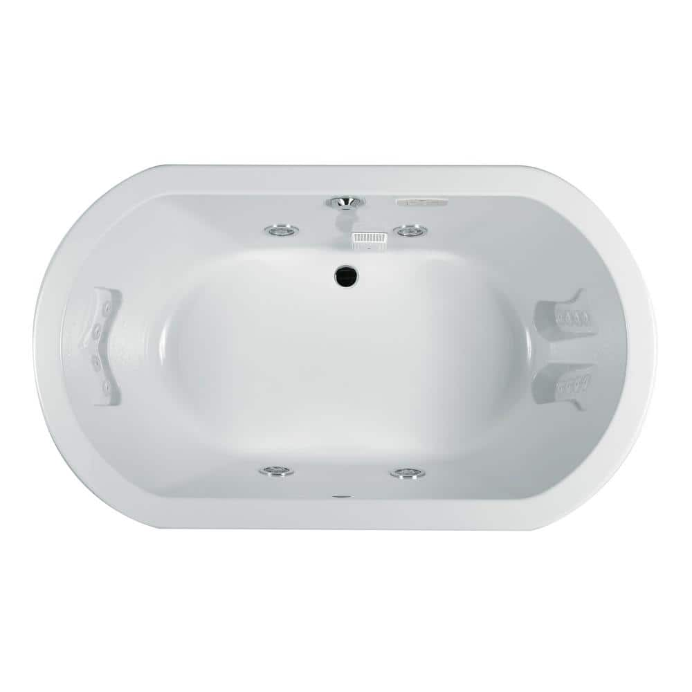 JACUZZI Anza 66 In. X 36 In. Oval Whirlpool Bathtub With Center Drain ...