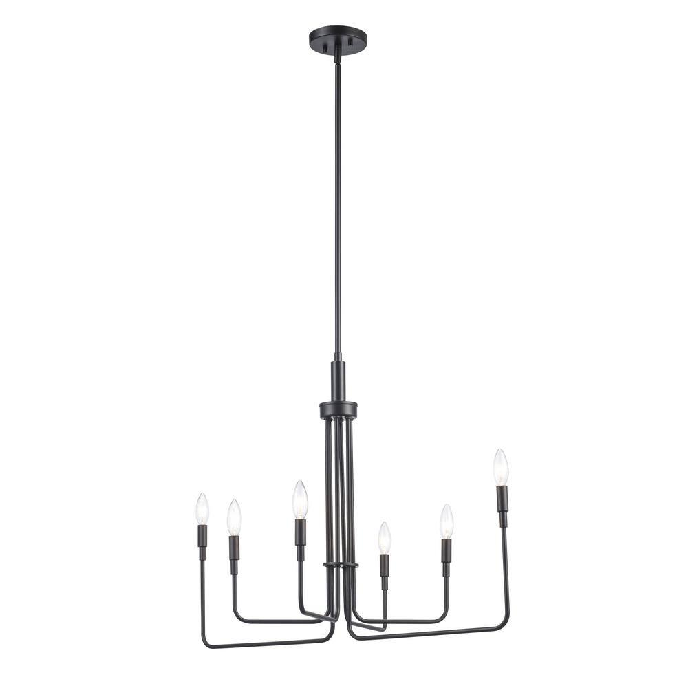 Charlotte 36'' Modern Farmhouse Black Chandelier with Adjustable Height