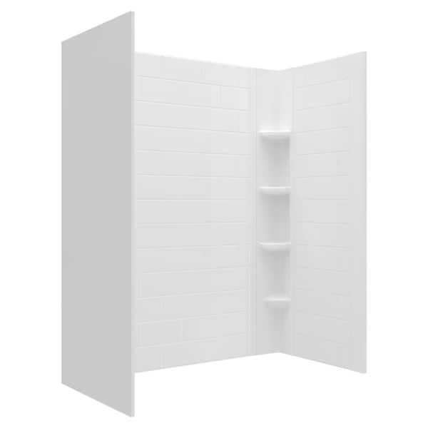 Ovation Curve 60 in. W x 72 in. H 3-Piece Glue Up Alcove Subway Tile Shower Walls in Arctic White
