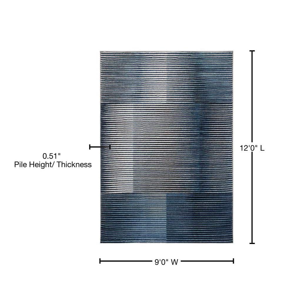 Celestial Blue Abstract 9' x 12' Synthetic Easy-Care Area Rug