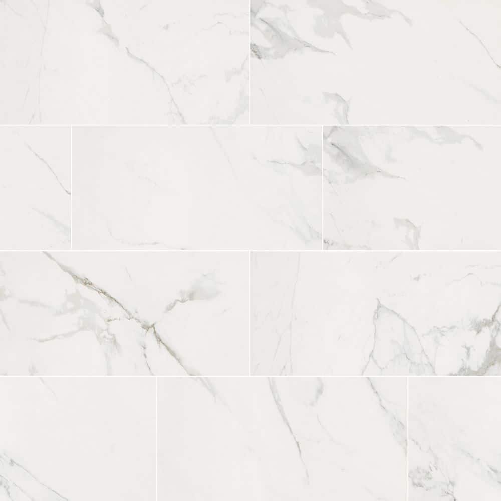 Carrara 12 in. x 24 in. Polished Porcelain Floor and Wall Tile (448 sq. ft.