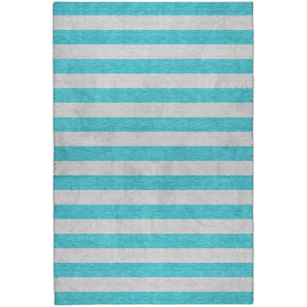 Dream Shag Premium Machine Washable Abstract ADS530 Turquoise 9 ft. x 12 ft. Area Rug