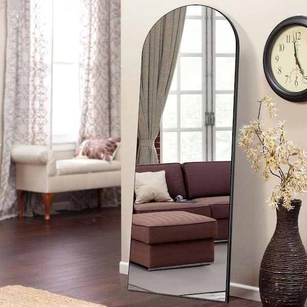 Dovelina 24 in. W x 65 in. H Arch Mirror Black Wood Framed Mirror Full Length Floor Mirror