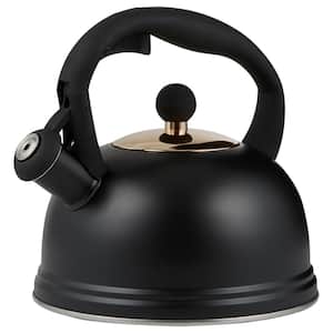 Otto 10 cup Stainless Steel Black Whistling Tea Kettle