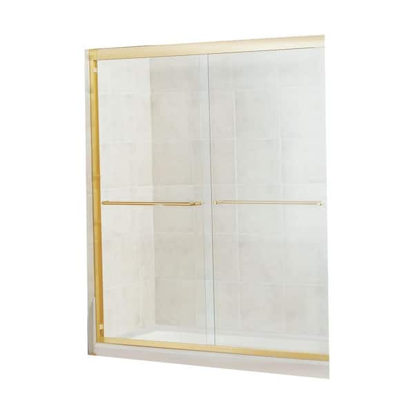 MAAX Tonik 54 in. to 59-1/2 in. W Shower Door in Polished Brass with 6MM Clear Glass-DISCONTINUED