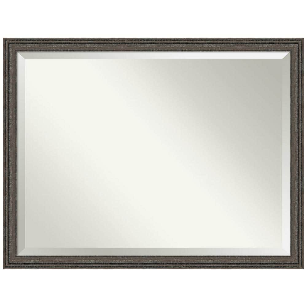 Upcycled Brown Grey 43.5 in. x 33.5 in. Beveled Farmhouse Rectangle Wood Framed Bathroom Wall Mirror in Brown -  Amanti Art, A38868101068