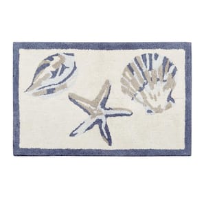 Nantucket 21 in. x 34 in. Blue High Pile Tufted Cotton Rectangle Bath Rug