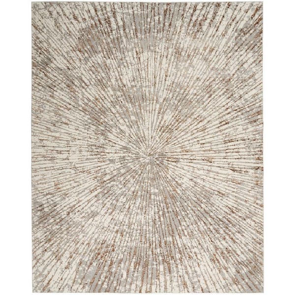 Nourison Glow Grey Mocha 8 ft. x 10 ft. Abstract Contemporary Area Rug