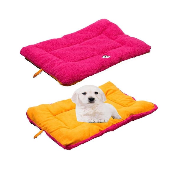 PET LIFE Eco-Paw Medium Hot Pink and Orange Reversible Pet Bed