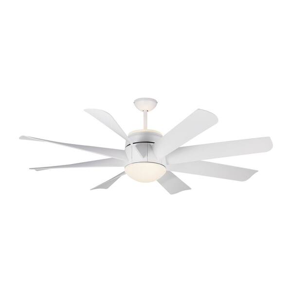 Generation Lighting Turbine 56 in. Integrated LED Indoor/Outdoor Matte White Ceiling Fan with DC Motor and Remote Control