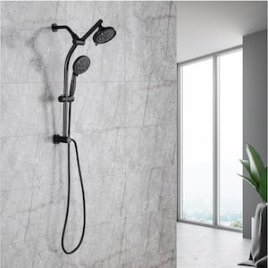 9-Spray Dual 5.5 in. Wall Mount Shower Head and Handheld Shower Head 2.2 GPM in Matte Black