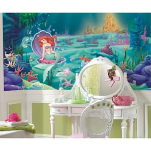 Littlest Mermaid Chair Rail Prepasted Mural 6 ft. x 10. ft. Ultra-strippable Wall Applique US ONLY