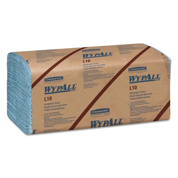 WYPALL L10 Windshield Towels, 1-Ply, 9.-1/10 in. x 10-1/4 in., 1-Ply, 224/Pack, 10 Packs/Carton