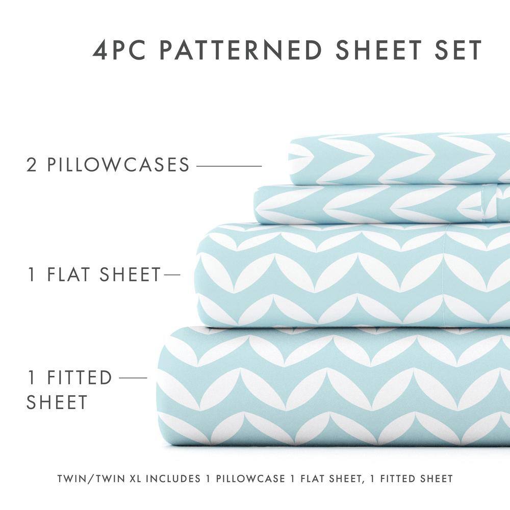Light Blue Chevron Queen Microfiber Sheet Set